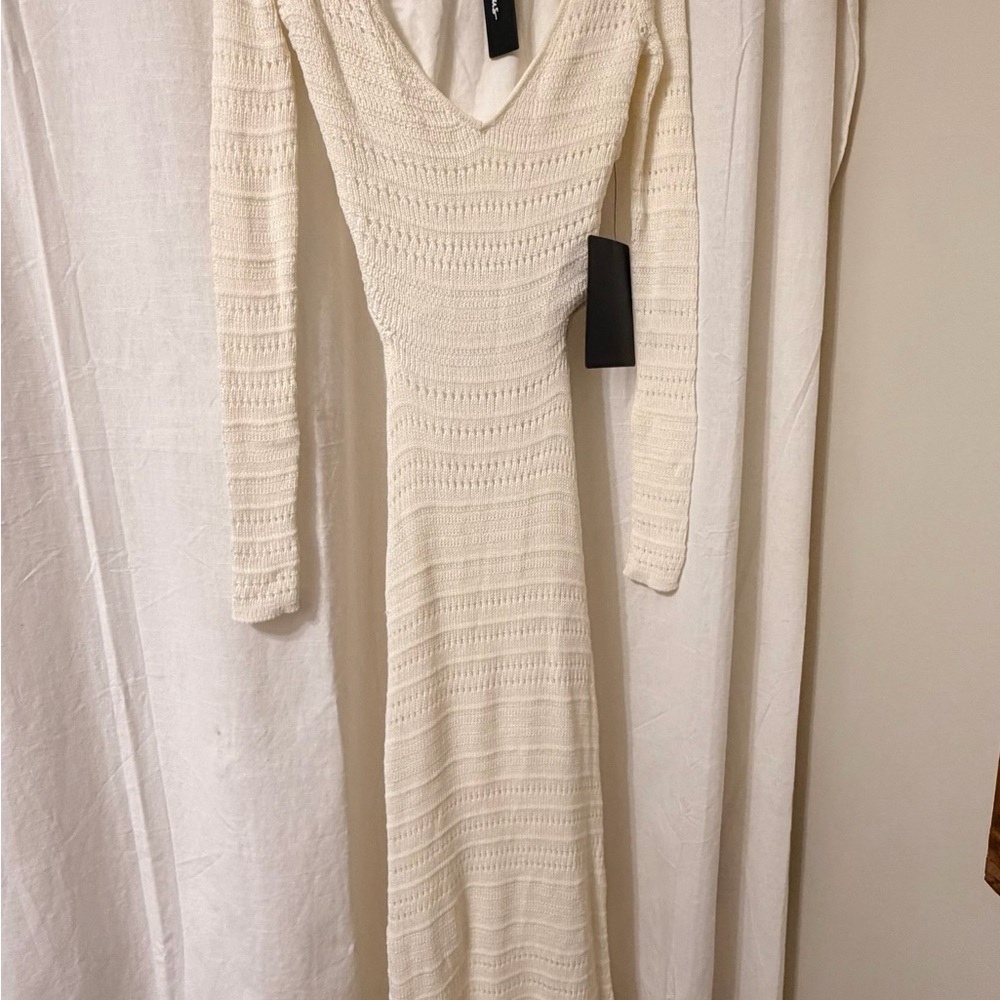 Lulu's Cream Long Sleeve Knit Maxi Dress